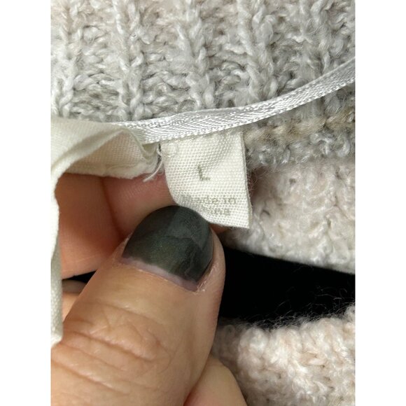 Women's Sweater natural tones with pink stripe Size Large - Picture 3 of 13